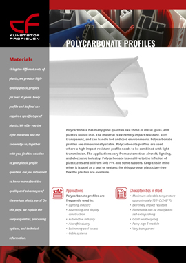 CF kunststofprofielen Polycarbonate Profiles